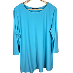Lisette L Montreal Blue Boxy Lagenlook Slinky Tunic Top EUC Size XL